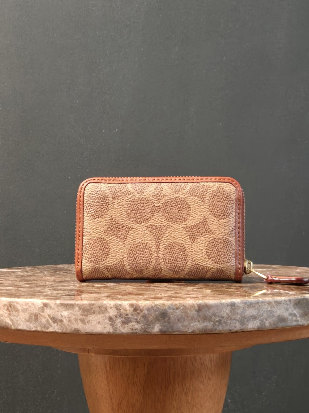 coach | essential small zip around card case | canvas | leather | wallet | slg